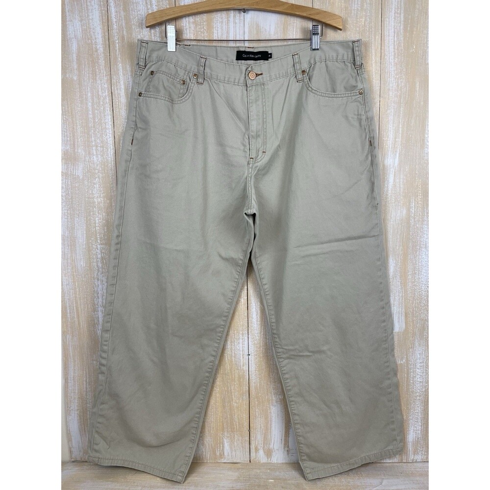 Calvin Klein Jeans Men’s 40 X 27 Khaki Beige Straight Leg Pants Flat Front